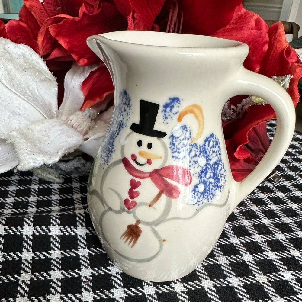 Festive Snowman Ceramic Pitcher
